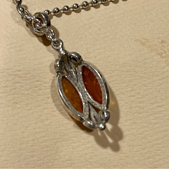 Genuine Amber sterling silver 1.5” pendant on 20” sterling necklace. Gorgeous! - Picture 7 of 7